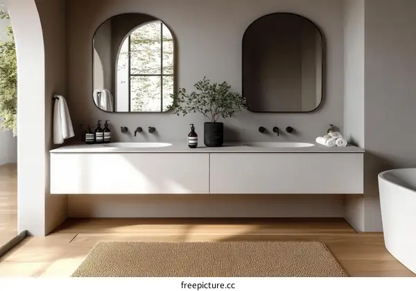 Modern Minimalist Bathroom Design with Double Vanity