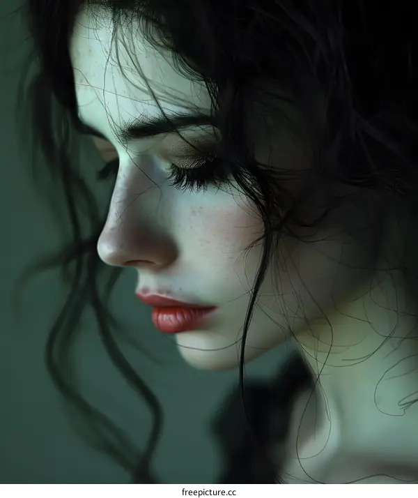 portrait of a beautiful woman with long dark hair