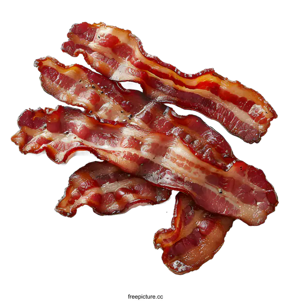 [Transparent Background PNG]Crispy Bacon Strips on White Background