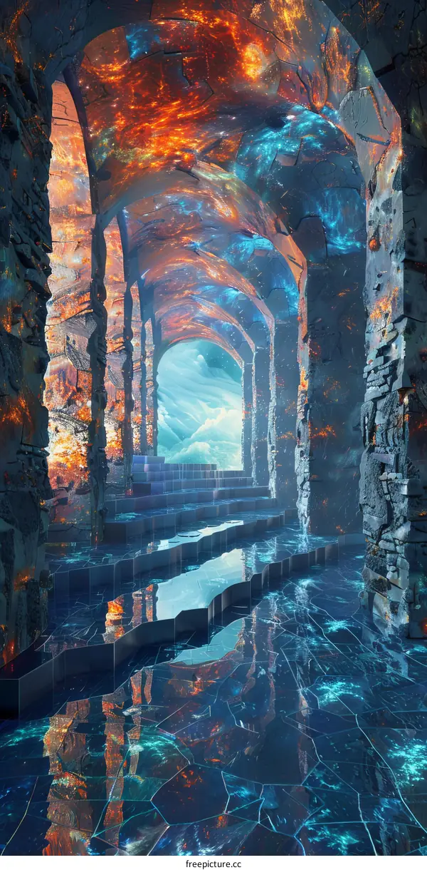 Vibrant Surreal Fantasy Landscape with a Portal to Another Dimension