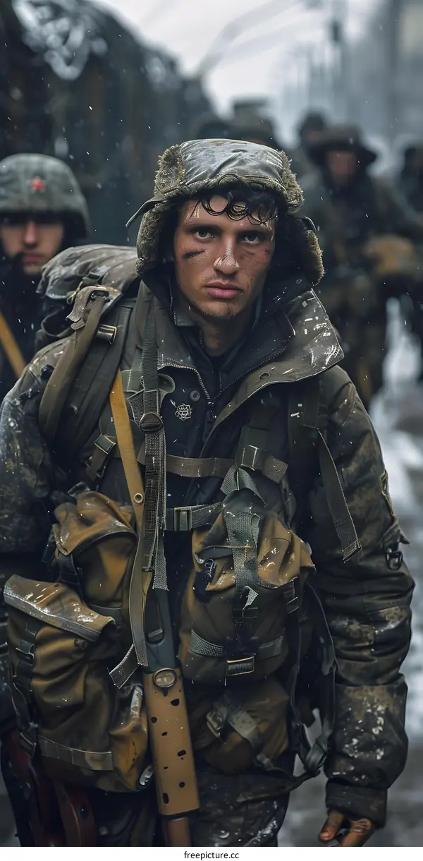 A soldier in a war zone.