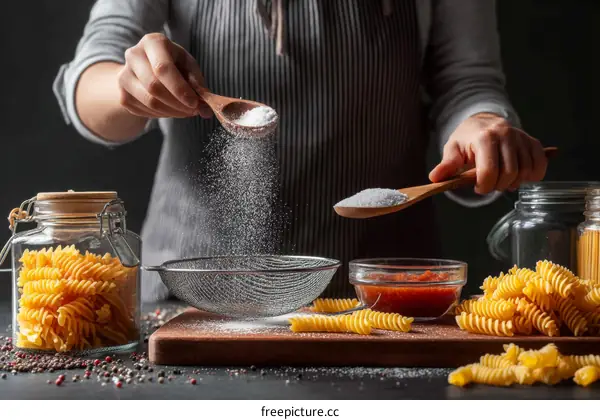 Preparing Pasta with Flour and Sauce