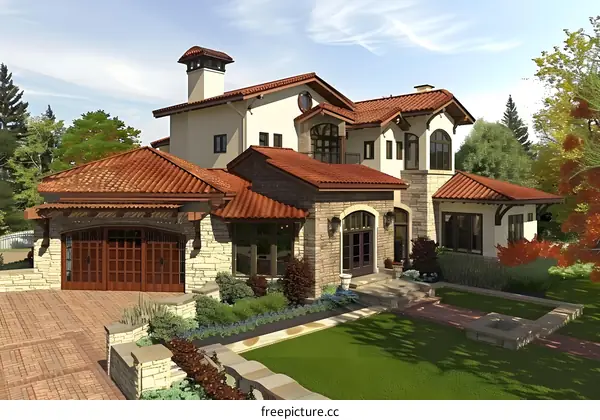 Modern Luxury Home Exterior Design with Stone and Tile