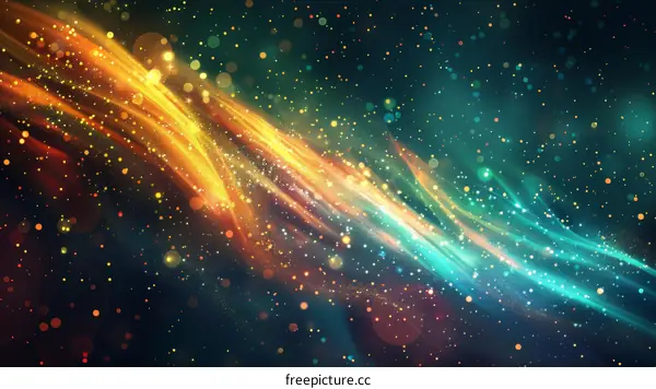 Colorful light waves against a dark background