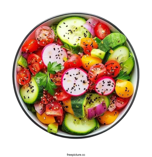 [Transparent Background PNG]Colorful Fresh Vegetable Salad in a Bowl