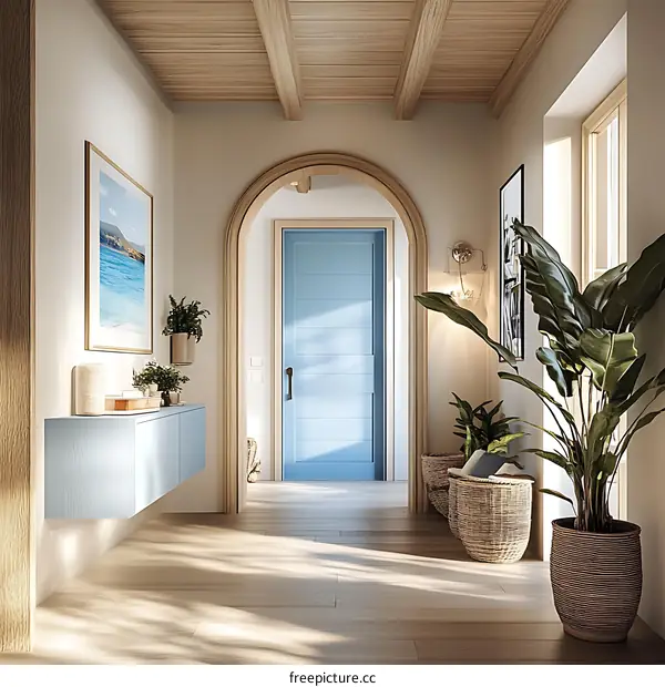 Coastal Entryway Interior Design Illustration