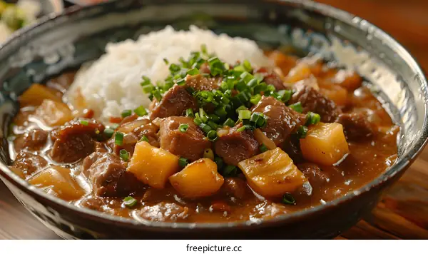 A delicious bowl of Japanese beef curry with rice