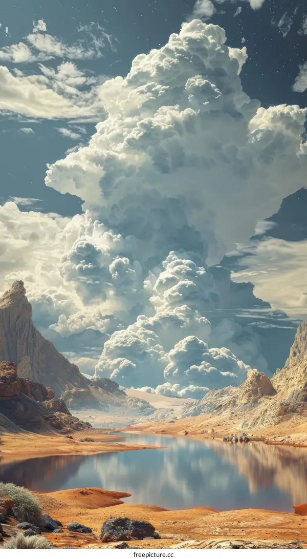 Majestic Cloudscape Over a Desert Lake