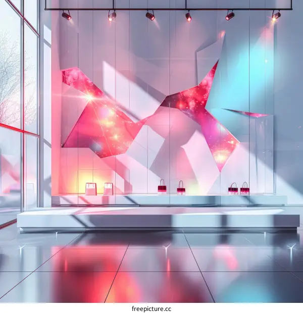 Pink and Blue Geometric Interior Design