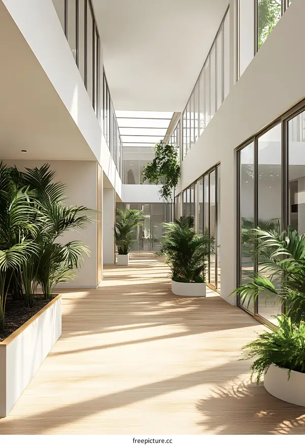 Modern Interior Design with Light and Plants