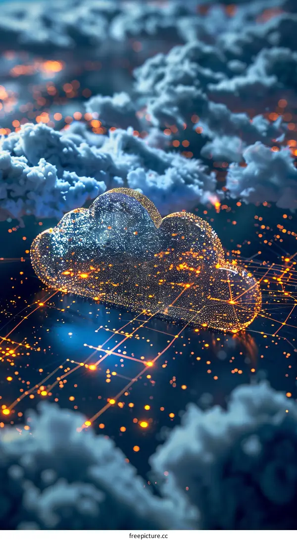 Glowing plexus cloud computing and data storage concept