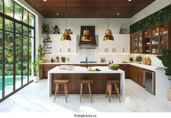 Modern Tropical Kitchen Design Illustration