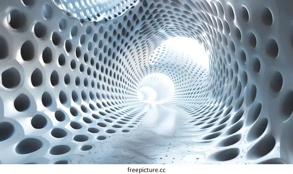 Futuristic tunnel made of parametric shapes