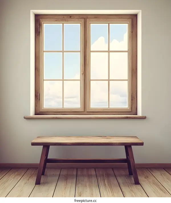 Wooden Bench by the Window
