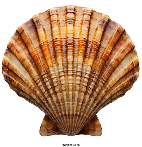 [Transparent Background PNG]Single Scallop Shell Isolated on White