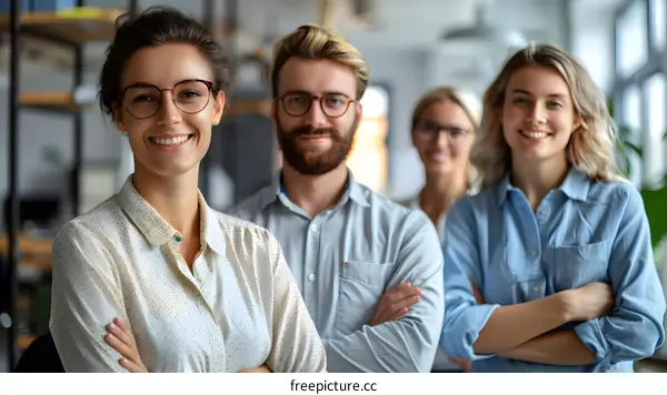 portrait of a group of business people smiling at the camera