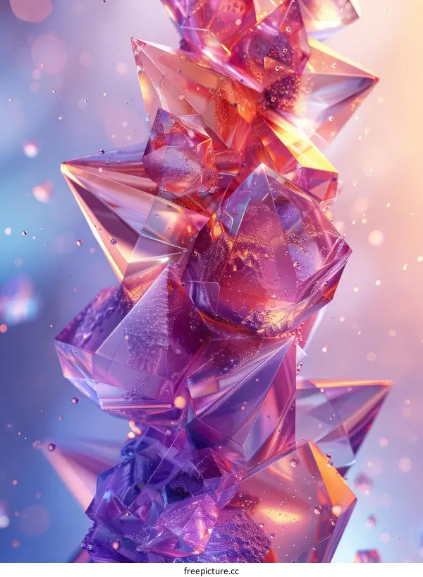 3D rendering of colorful crystal structures