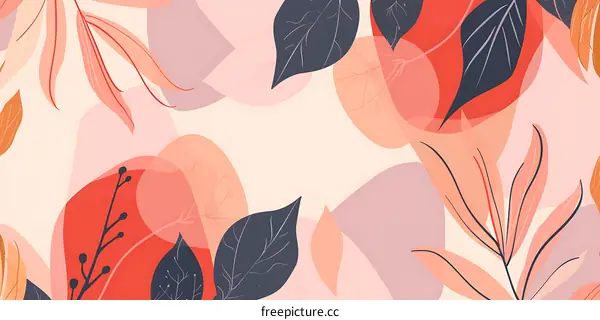 Abstract Floral Pattern in Pink and Red Tones