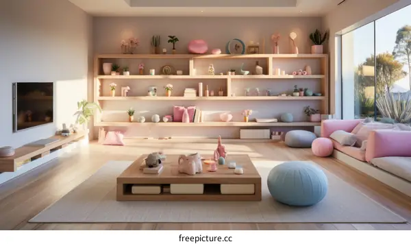 pastel color living room interior design