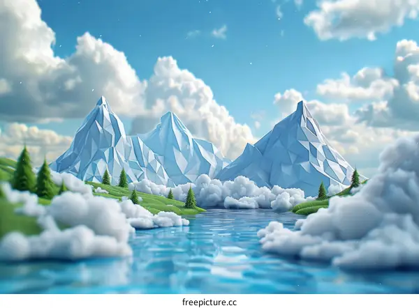 Abstract Polygonal Mountain Landscape