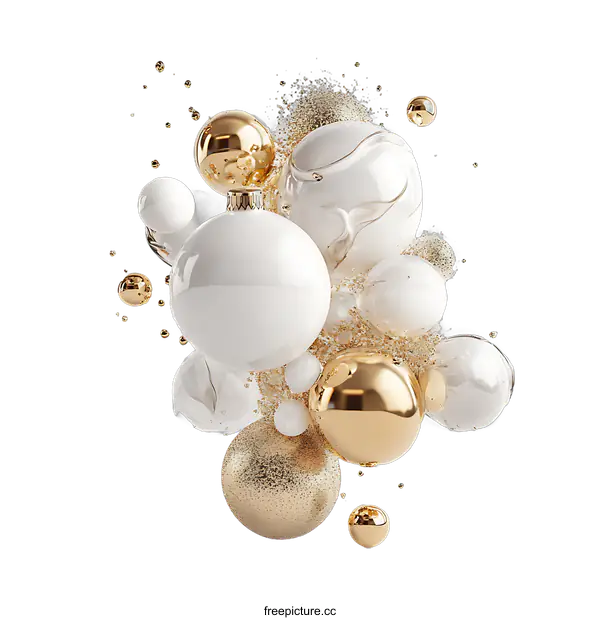 [Transparent Background PNG]Abstract Gold and White Christmas Ornament Background