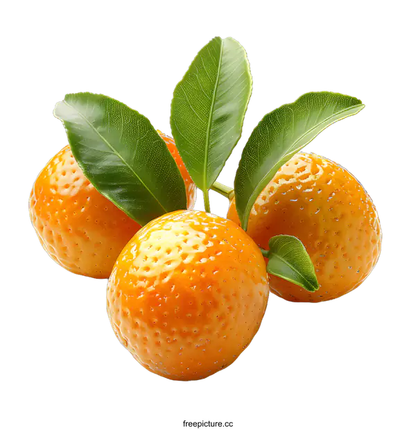 [Transparent Background PNG]Three kumquats with leaves