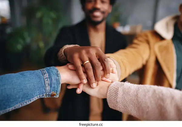 Diverse Team Unity Hands Together