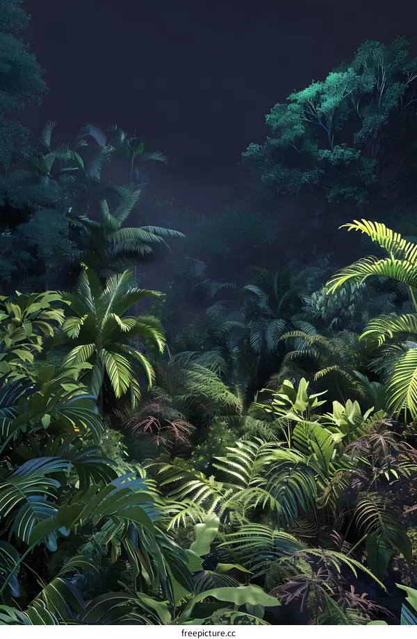 Jungle Background With Lush Green Foliage