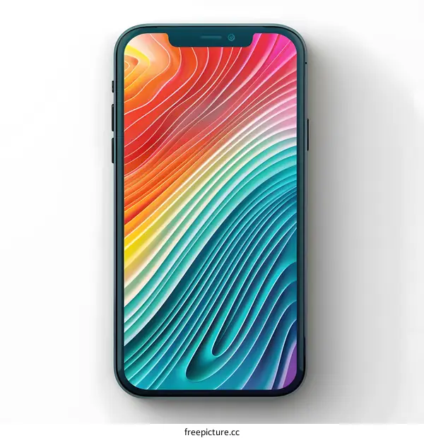 Abstract Phone Background with Colorful Waves