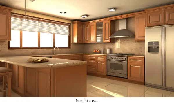 Modern Kitchen Design with Wooden Cabinets