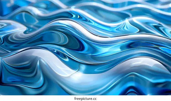 Blue and white abstract waves background