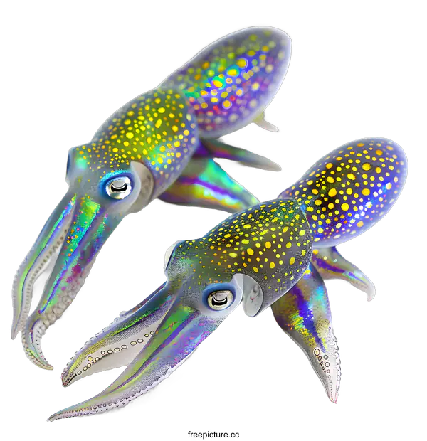 [Transparent Background PNG]A pair of colorful squids