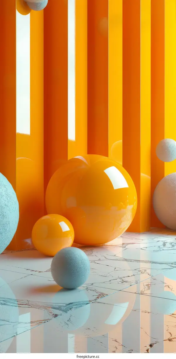 Abstract Orange and Blue Geometric Sphere Composition