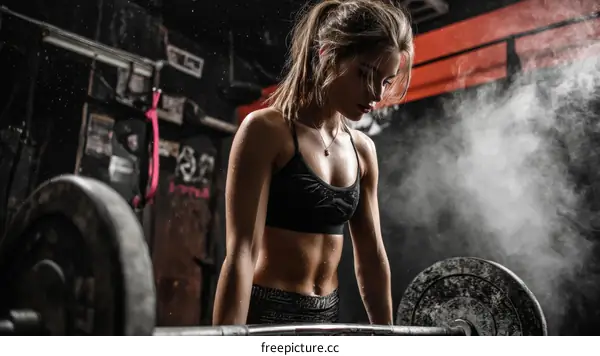 Fit Woman Lifting Weights in Gym