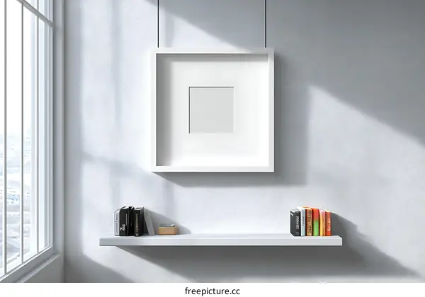Empty Picture Frame on a Light Gray Wall