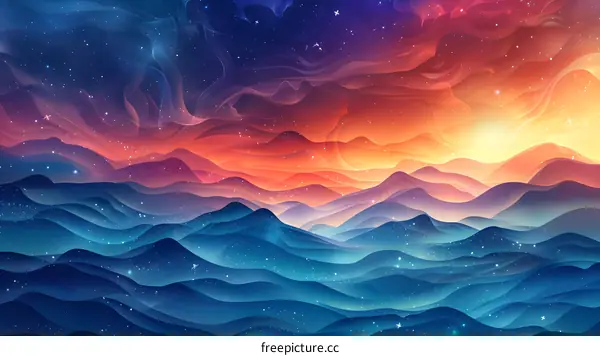 Colorful clouds over the mountains