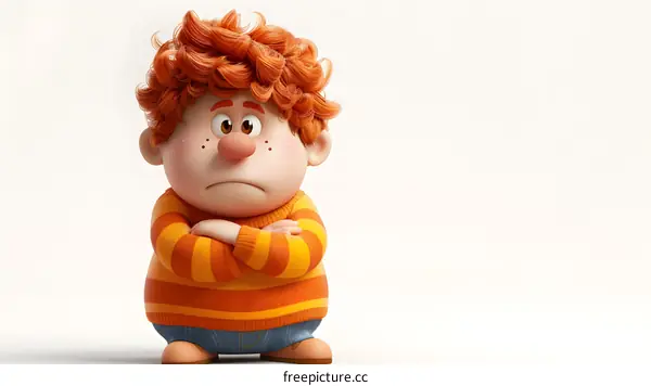 3d cartoon character freckles red hair blue eyes