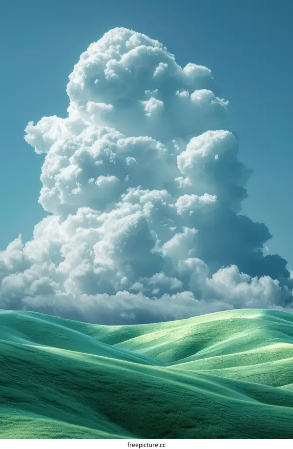 White Cloud Over Emerald Rolling Hills