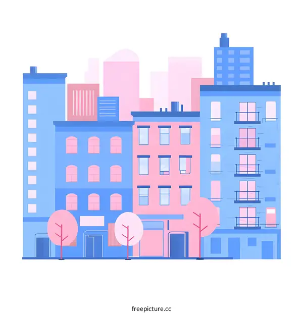 Cute Cartoon Cityscape Illustration