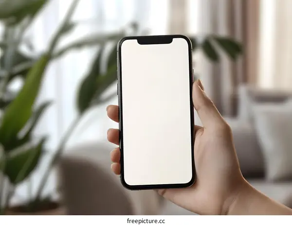 Hand Holding Smartphone with Blank Screen