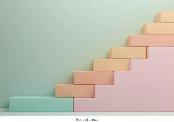 Abstract Pastel Colored Steps Illustration