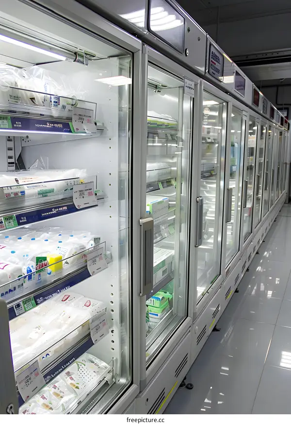 Refrigerated Storage Units In A Grocery Store