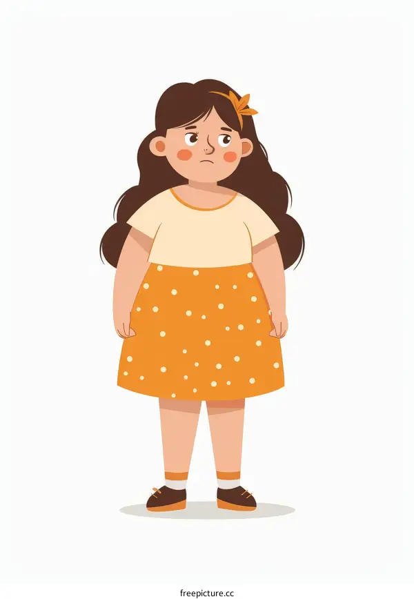 Illustration Depicting Sadness in Overweight Girls