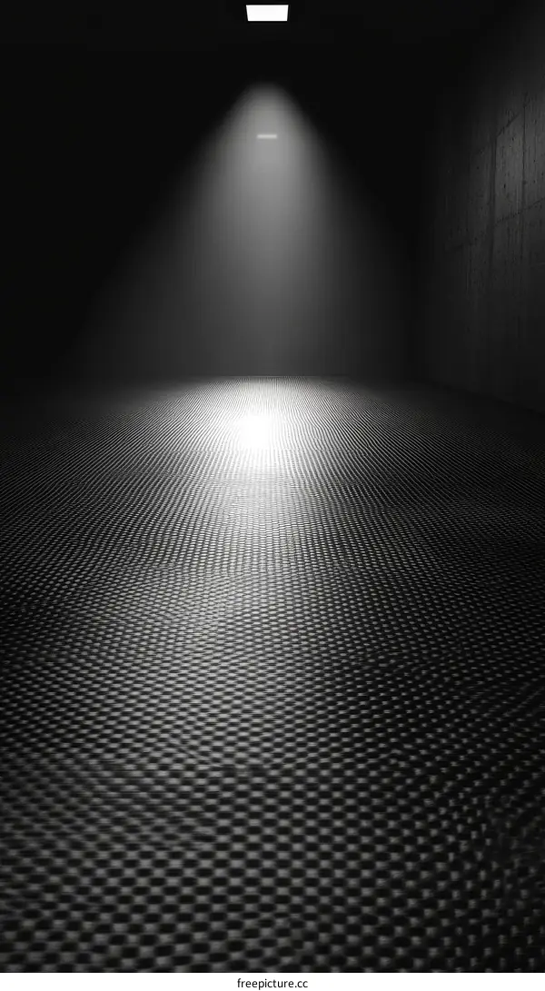 Spotlight in Dark Empty Room with Textured Floor