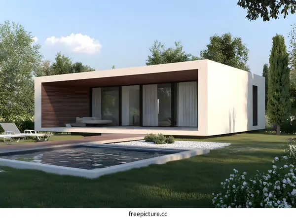 Modern Minimalist House with Pool and Lush Greenery