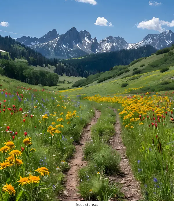 Wildflowers Blooming in a Mountain Valley