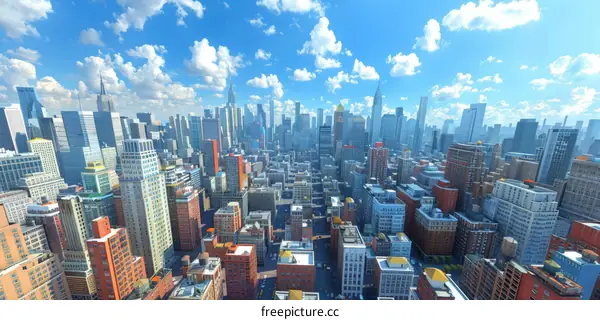 New York City Panorama with Famous Landmarks