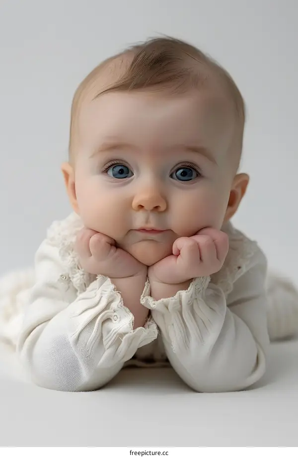 Portrait of a Baby Girl with Blue Eyes