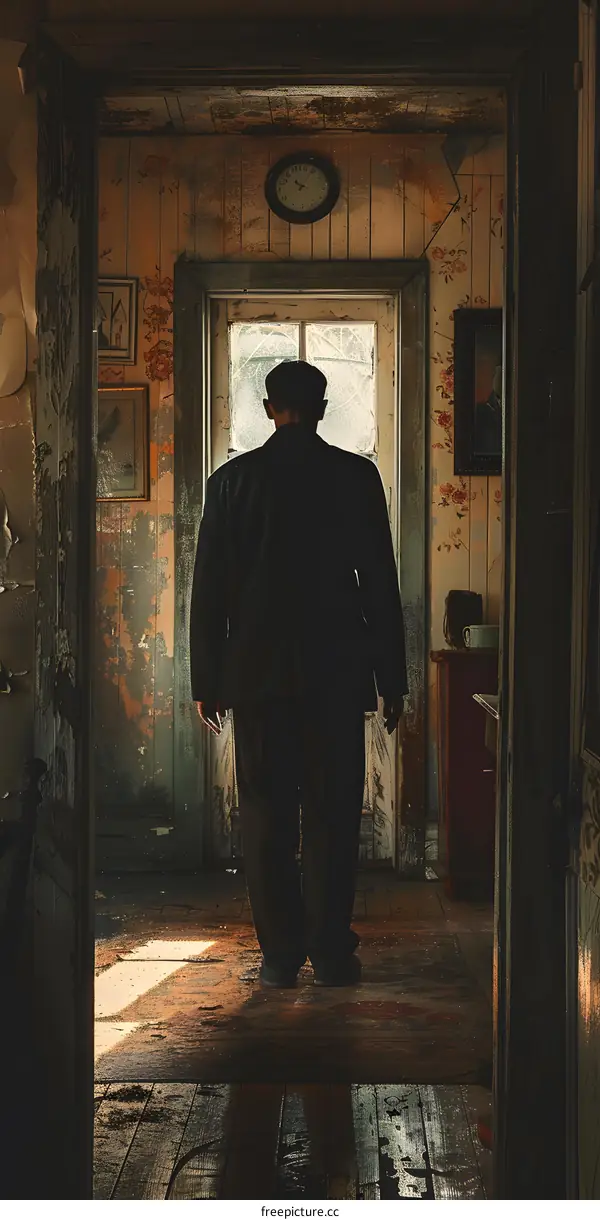 Man standing in a doorway looking out