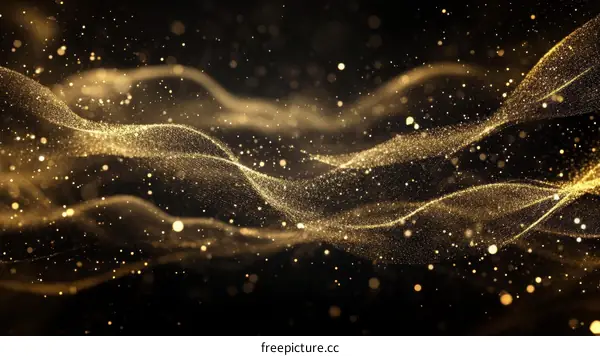 Abstract Golden Particle Wave Background Design